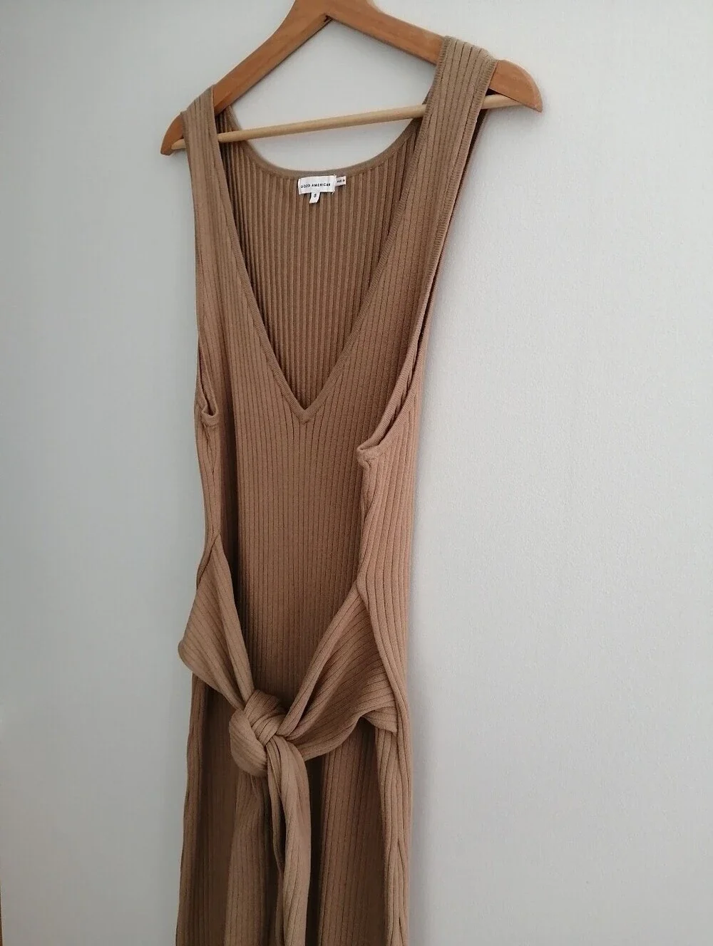 Good American Plus Size Rib Knit Bodycon Tie Waist Midi Dress Size 5 (XXL) - Picture 5 of 16